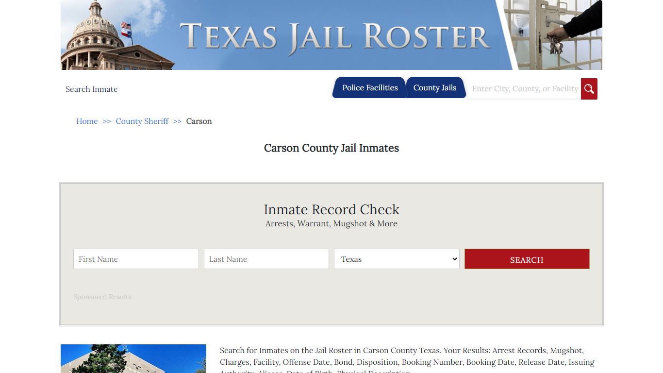 Carson County Jail Inmates - Jail Roster Search