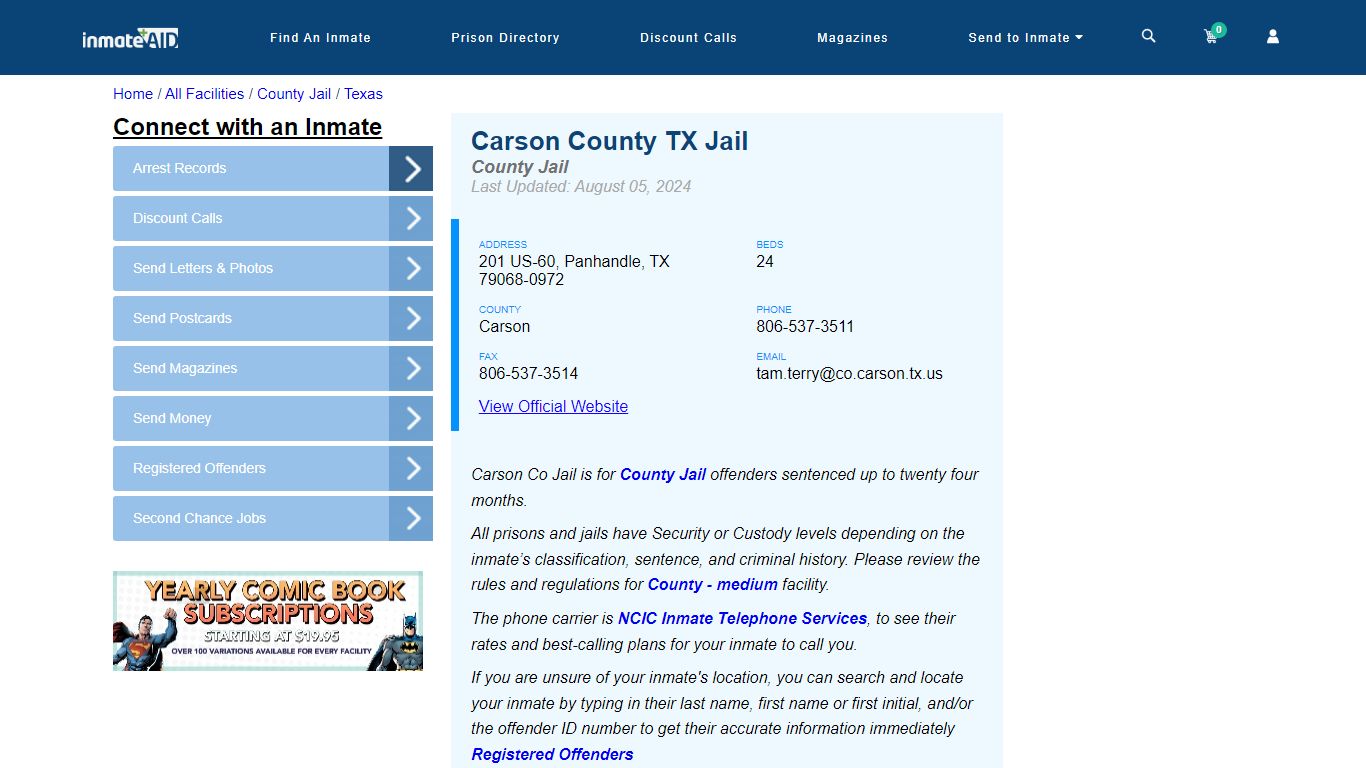 Carson County TX Jail - Inmate Locator